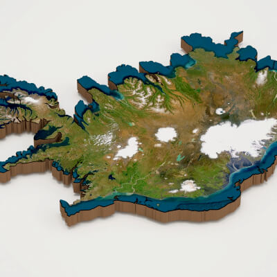 Iceland Realistic 3D Terrain Map