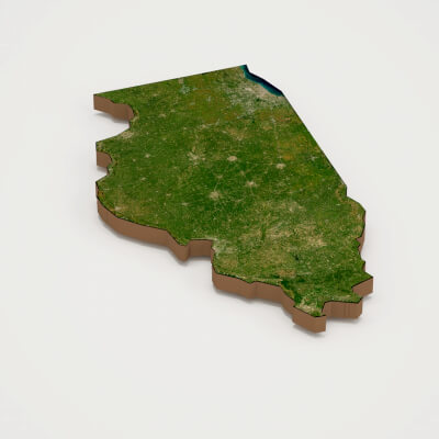 Illinois Realistic 3D Terrain Map