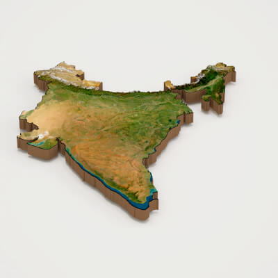 India Realistic 3D Terrain Map