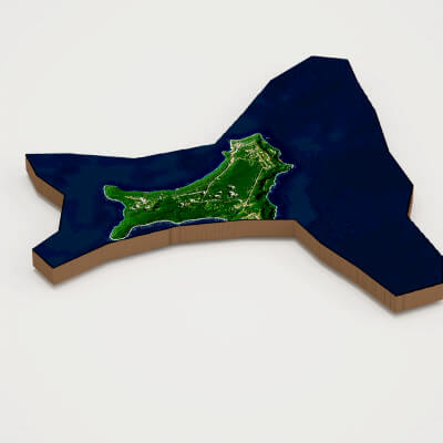 Indian Ocean Territories Realistic 3d Terrain Map