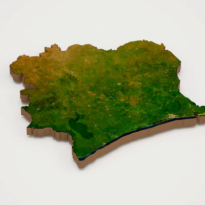 Ivory Coast Realistic 3D Terrain Map