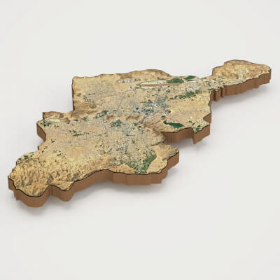 Kabul Capital of Afghanistan Realistic 3D Terrain Map