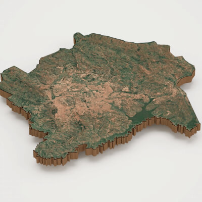 Kigali Capital of Rwanda Realistic 3D Terrain Map