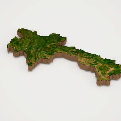 Laos Realistic 3D Terrain Map