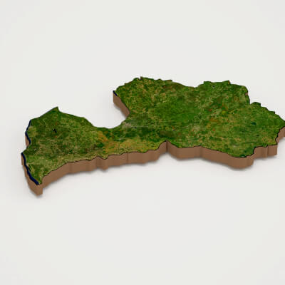Latvia Realistic 3D Terrain Map