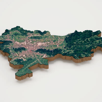 Ljubljana Capital of Slovenia Realistic 3D Terrain Map