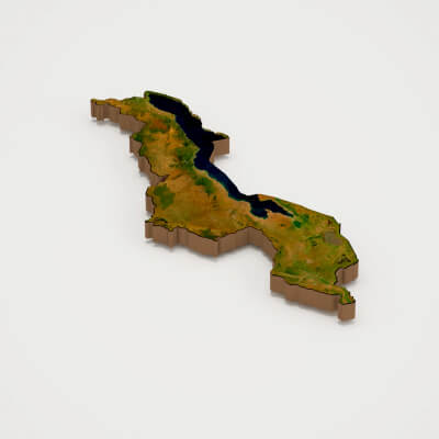 Malawi Realistic 3D Terrain Map