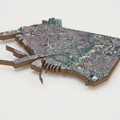 Manila Capital of Philippines Realistic 3D Terrain Map
