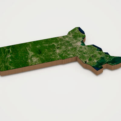 Massachusetts Realistic 3D Terrain Map