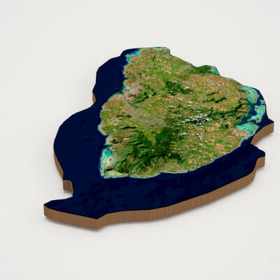 Mauritius Realistic 3D Terrain Map