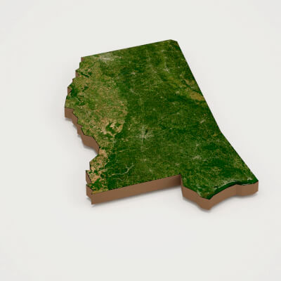 Mississippi Realistic 3D Terrain Map