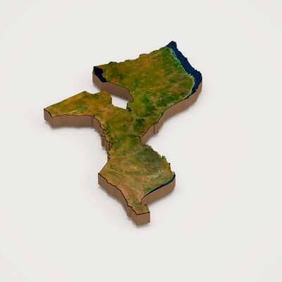 Mozambique Realistic 3D Terrain Map