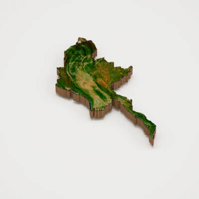 Myanmar Realistic 3D Terrain Map