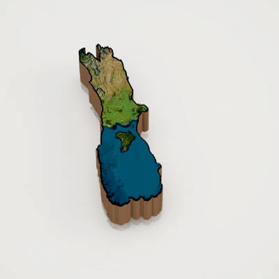New Zealand Realistic 3D Terrain Map