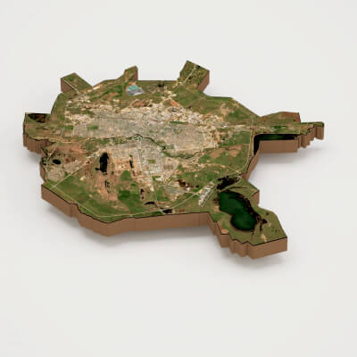 Nur-Sultan Capital of Kazakhstan Realistic 3D Terrain Map