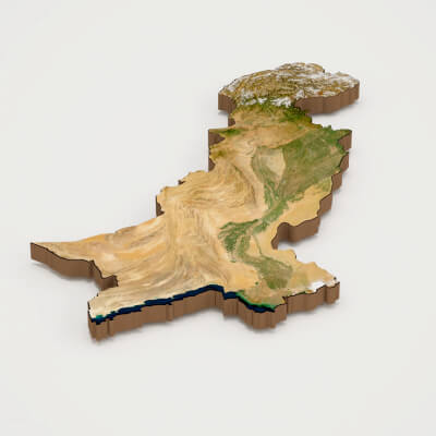 Pakistan Realistic 3D Terrain Map