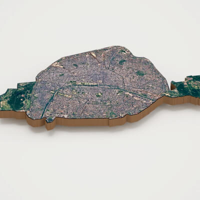Paris Capital of France Realistic 3D Terrain Map
