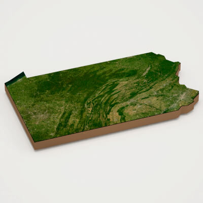 Pennsylvania Realistic 3D Terrain Map