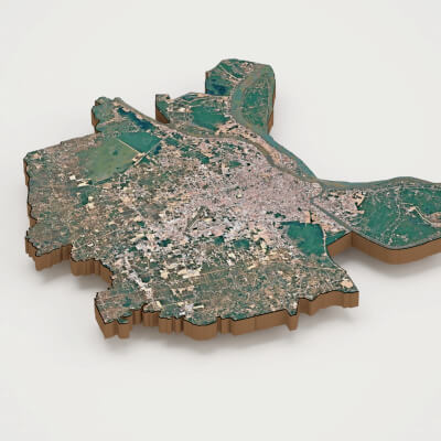 Phnom Penh Capital of Cambodia Realistic 3D Terrain Map