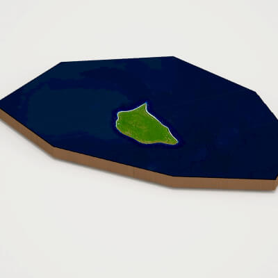 Pitcairn Realistic 3D Terrain Map