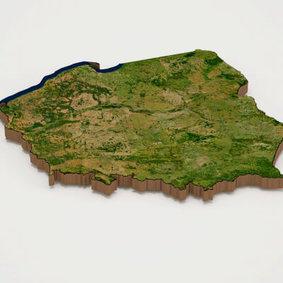 Poland Realistic 3D Terrain Map