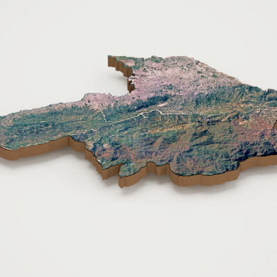 Port-au-Prince Capital of Haiti Realistic 3D Terrain Map