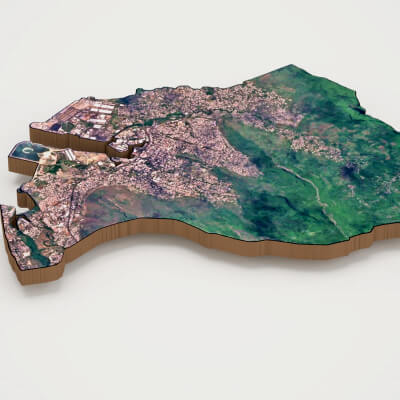 Port Louis Capital of Mauritius Realistic 3D Terrain Map