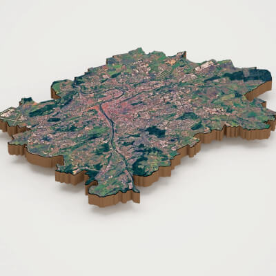 Prague Capital of Czechia Realistic 3D Terrain Map