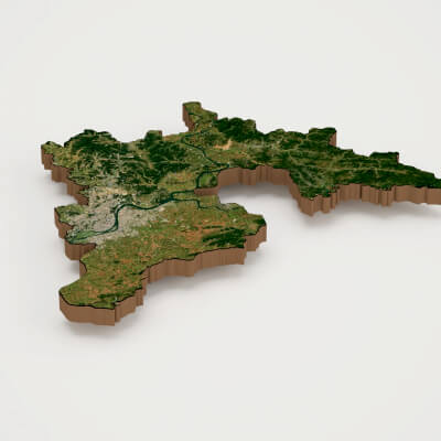 Pyongyang Capital of North Korea Realistic 3D Terrain Map