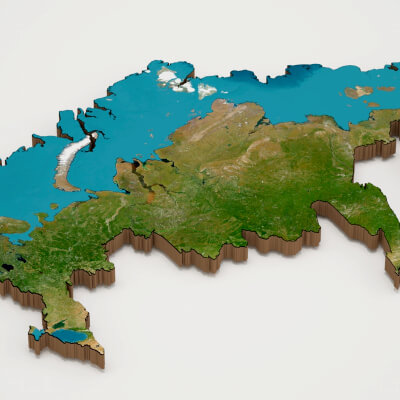 Russian Federation Realistic 3D Terrain Map