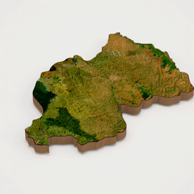 Rwanda Realistic 3D Terrain Map