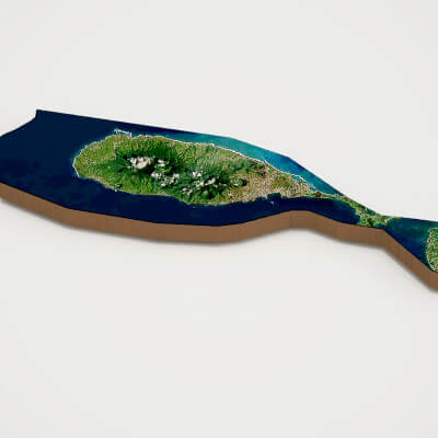 Saint Kitts and Nevis Realistic 3D Terrain Map
