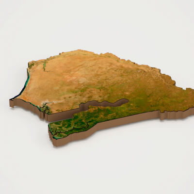 Senegal Realistic 3D Terrain Map