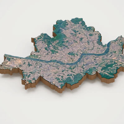 Seoul Capital of South Korea Realistic 3D Terrain Map