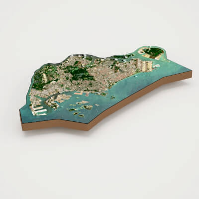Singapore Capital of Singapore Realistic 3D Terrain Map