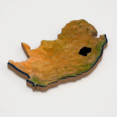South Africa Realistic 3D Terrain Map