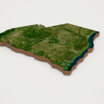 South Carolina Realistic 3D Terrain Map