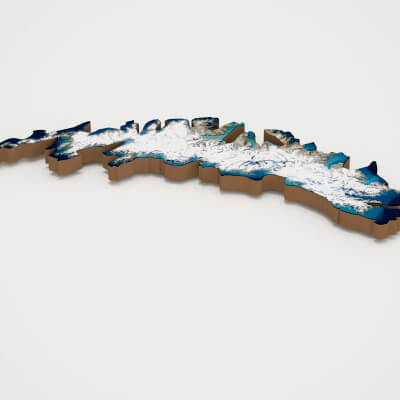 South Georgia and the Islands Realistic 3D Terrain Map