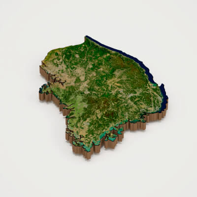 South Korea Realistic 3D Terrain Map