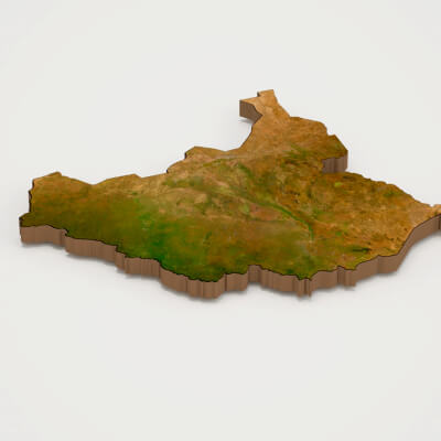 South Sudan Realistic 3D Terrain Map