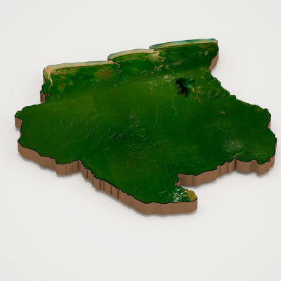 Suriname Realistic 3D Terrain Map