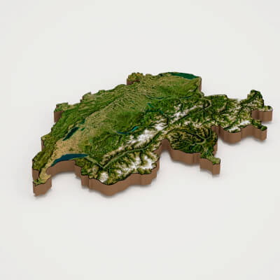 Switzerland Realistic 3D Terrain Map