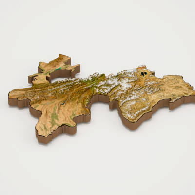 Tajikistan Realistic 3D Terrain Map