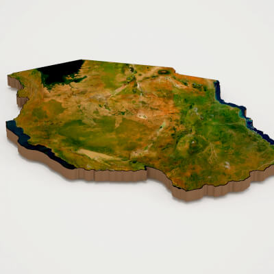 Tanzania Realistic 3D Terrain Map