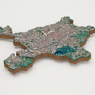 Tirana Capital of Albania Realistic 3D Terrain Map