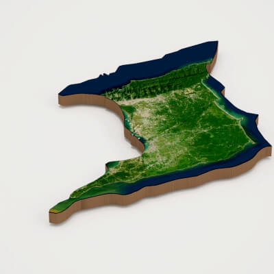 Trinidad and Tobago Realistic 3D Terrain Map