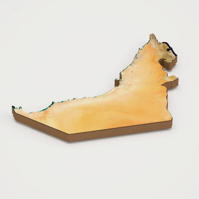 United Arab Emirates Realistic 3D Terrain Map