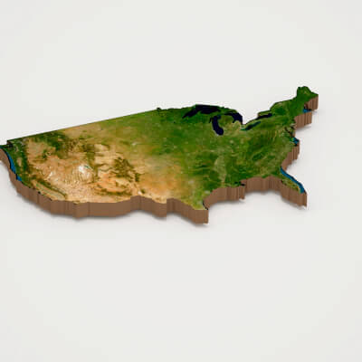 United States of America Realistic 3D Terrain Map