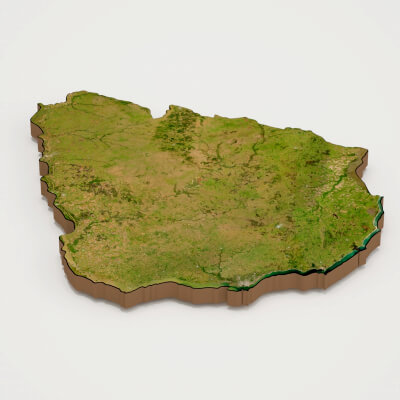 Uruguay Realistic 3D Terrain Map