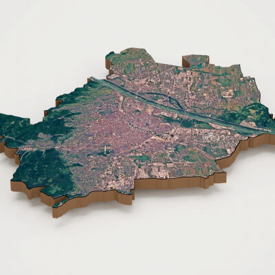 Vienna: Capital of Austria Realistic 3D Terrain Map